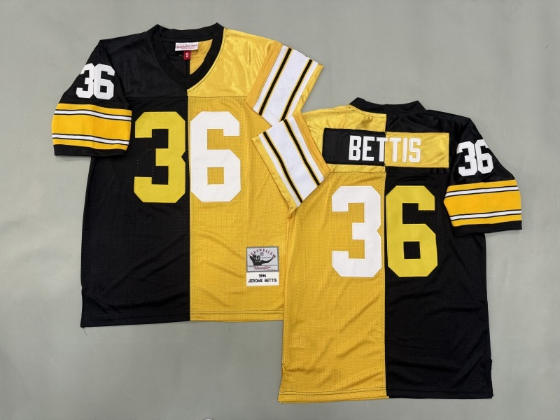 Men 2025 Pittsburgh Steelers #36 Bettis black yellow Throwback Limited NFL Jersey style 001